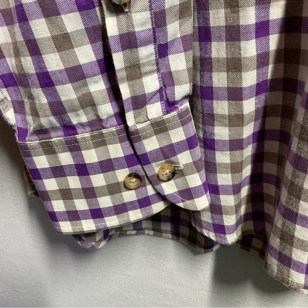 Paul Stuart Purple Check Plaid Button Up Shirt XL - Picture 4 of 6